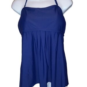 2 Piece MaternitRelaxed, Gathered, Swimsuit Woman's Size Large, Navy Blue Halter